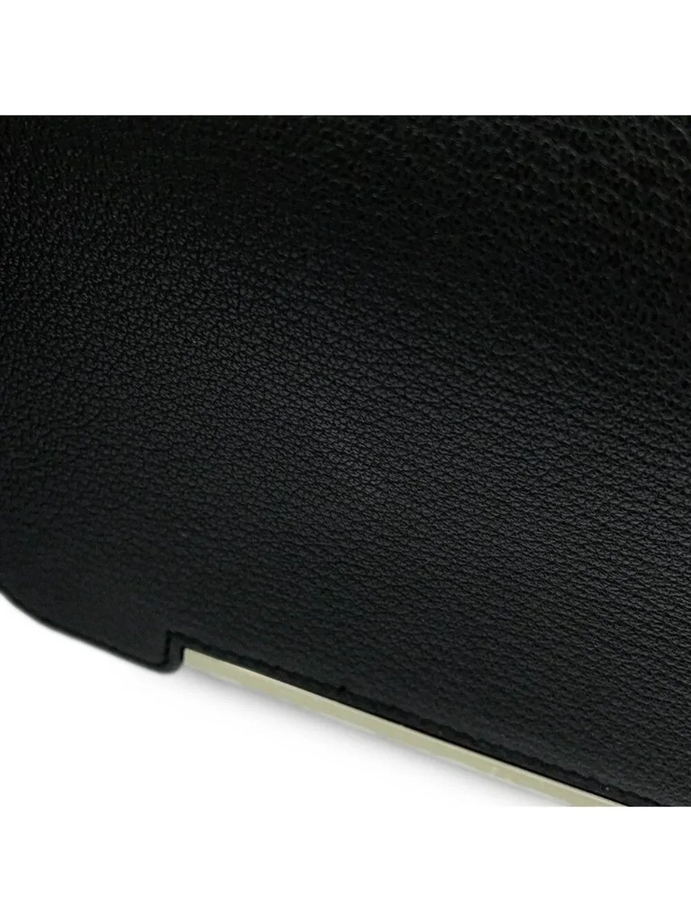 Hermes Shoulder Bag Geta Black Silver Chevre Mysore